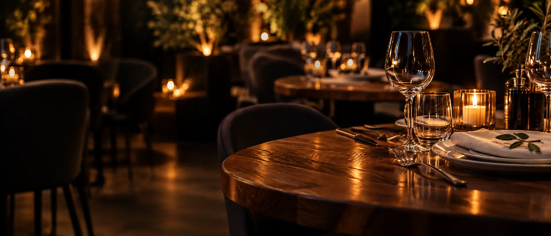 Une table dressée dans une ambiance chaleureuse